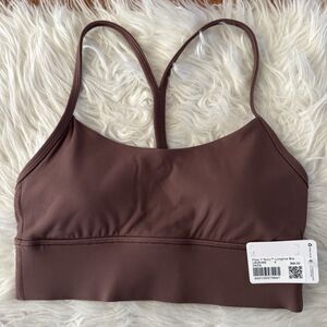 NWT Lululemon Flow Y Nulu Longline Bra Light Support A–C Cups Dark Oxide Size 4